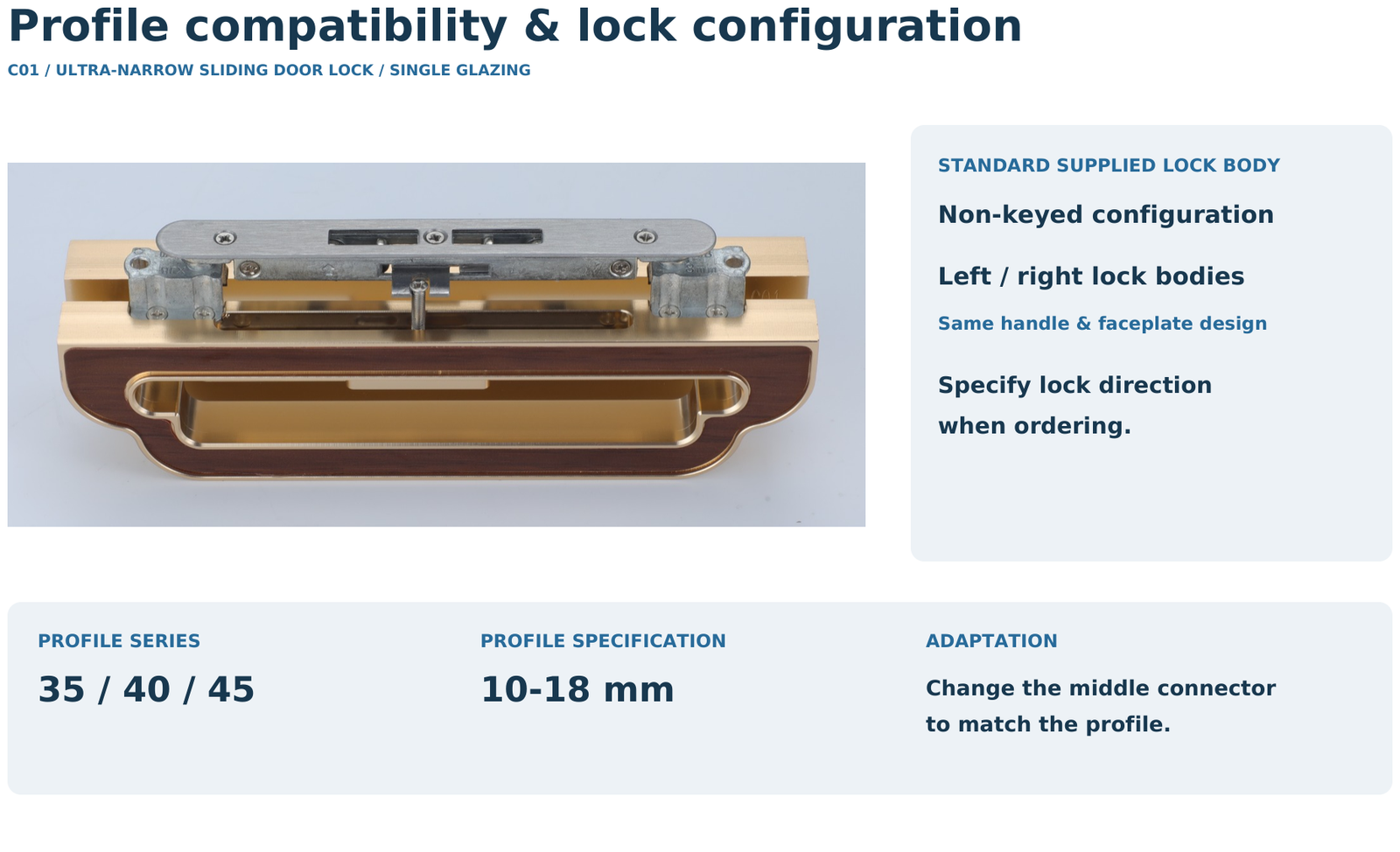 C01 Ultra-Narrow Sliding Door Lock - Image 6