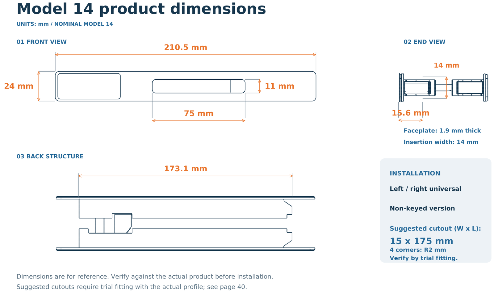 14 / 17 / 19 / 22 Narrow Sliding Door Locks - Image 6