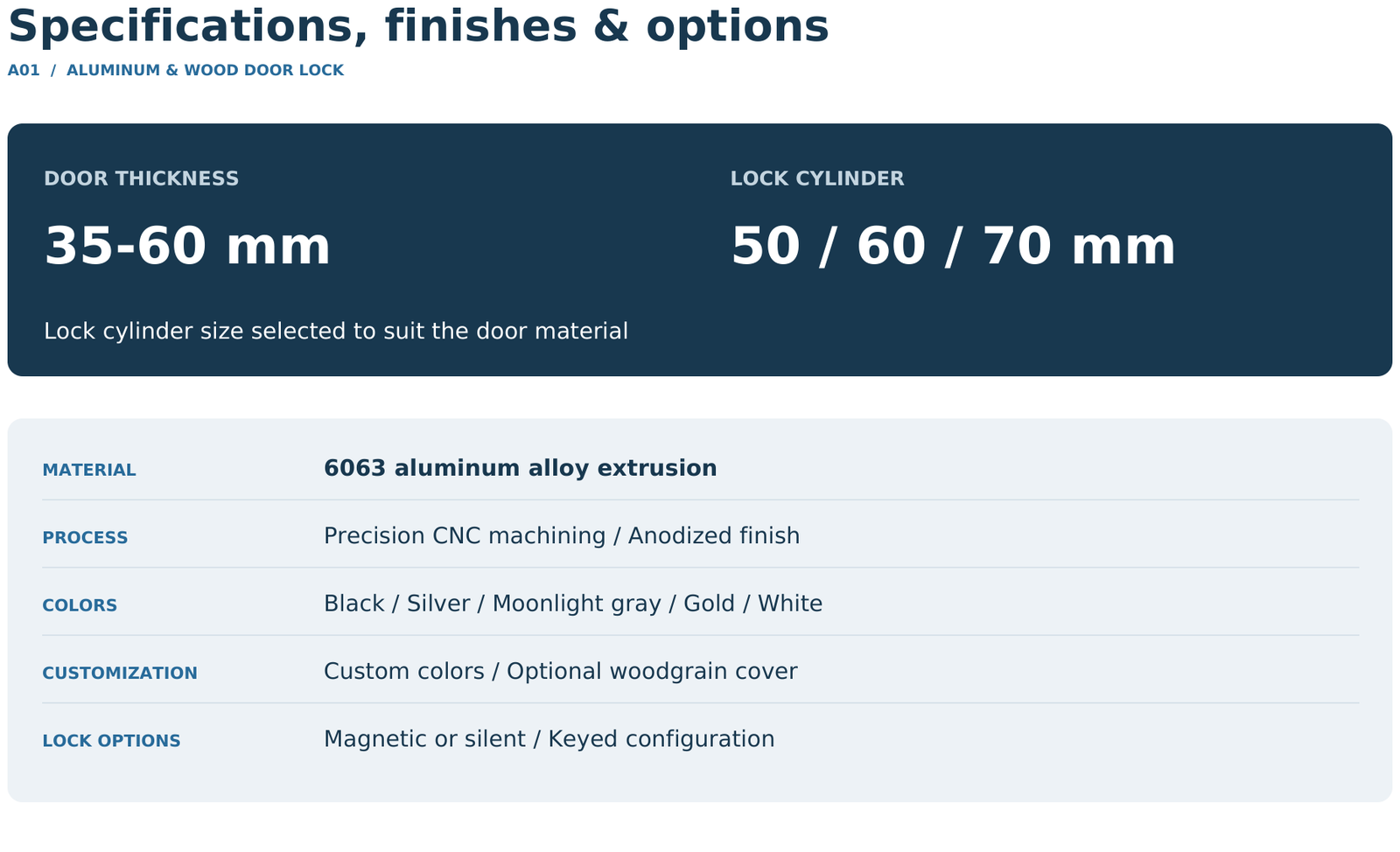 A01 Aluminium and Wood Door Lock - Image 7