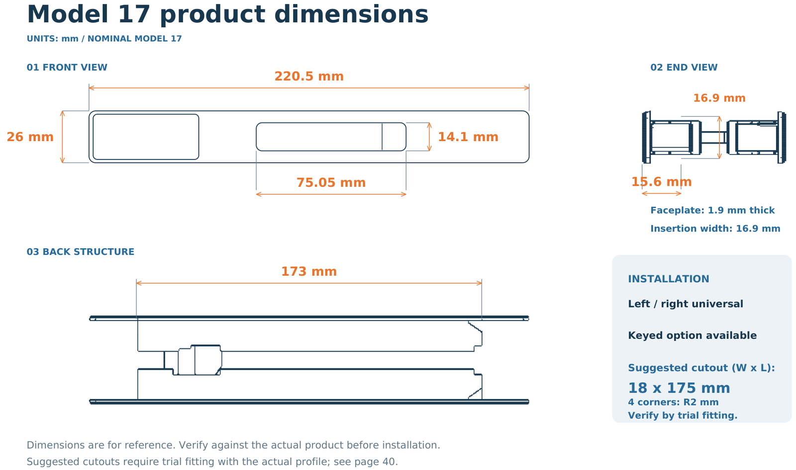 14 / 17 / 19 / 22 Narrow Sliding Door Locks - Image 7