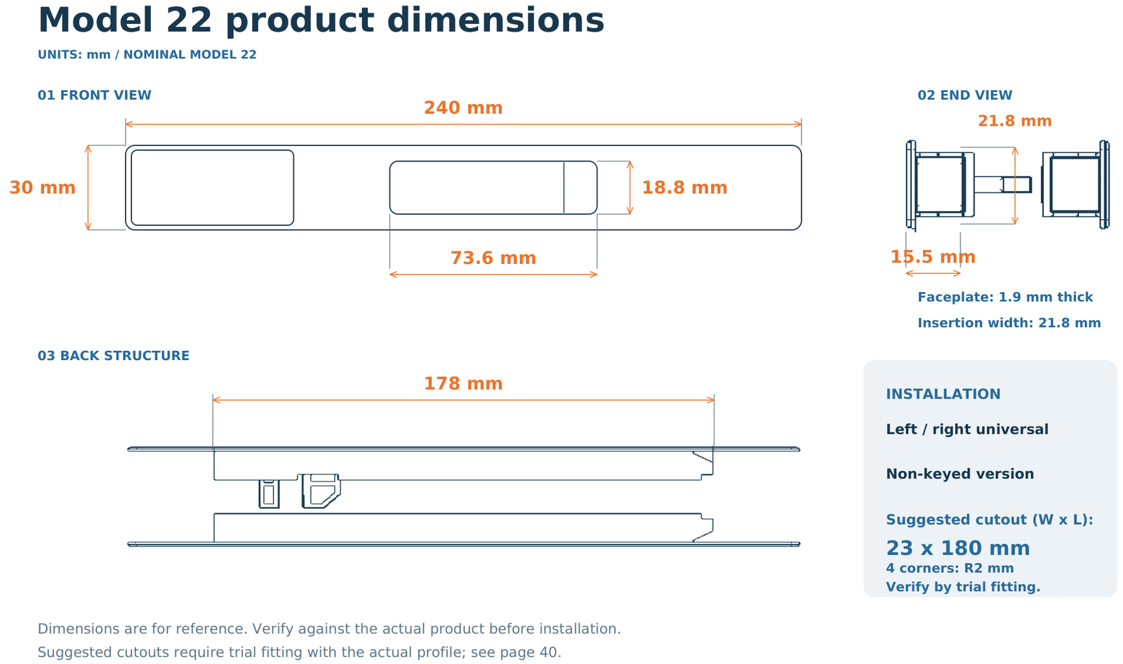 14 / 17 / 19 / 22 Narrow Sliding Door Locks - Image 9